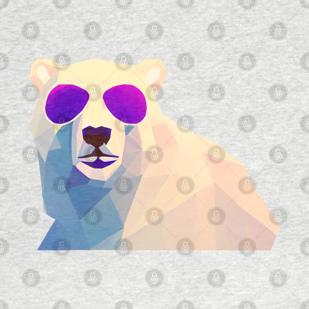 Cool Low Poly Polar Bear wearing Sunglasses by Artist Rob Fuller